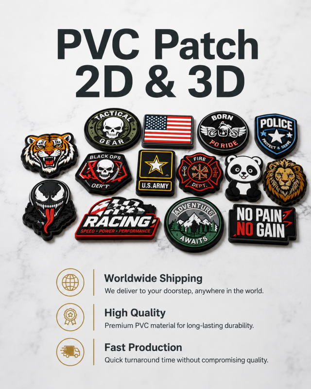 we manufacture premium custom PVC patches with durable soft rubber
