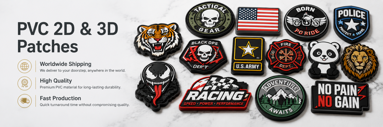 Custom 2D & 3D PVC patches manufactured with premium soft rubber.