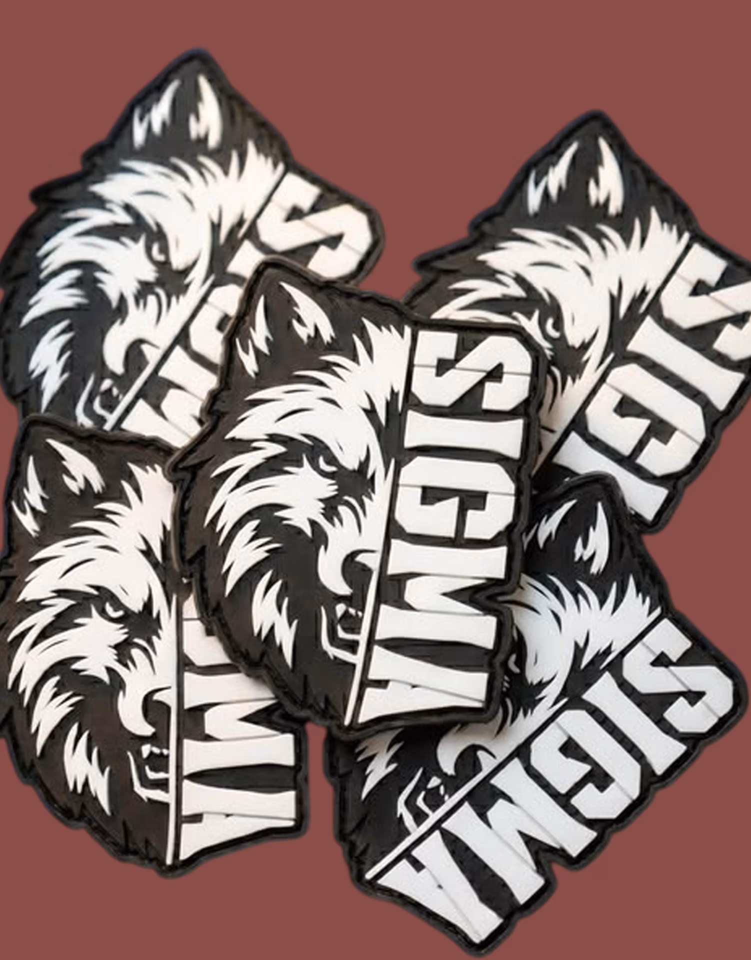 Premium 3D PVC rubber patch with Sigma lion emblem in custom colors and raised design.