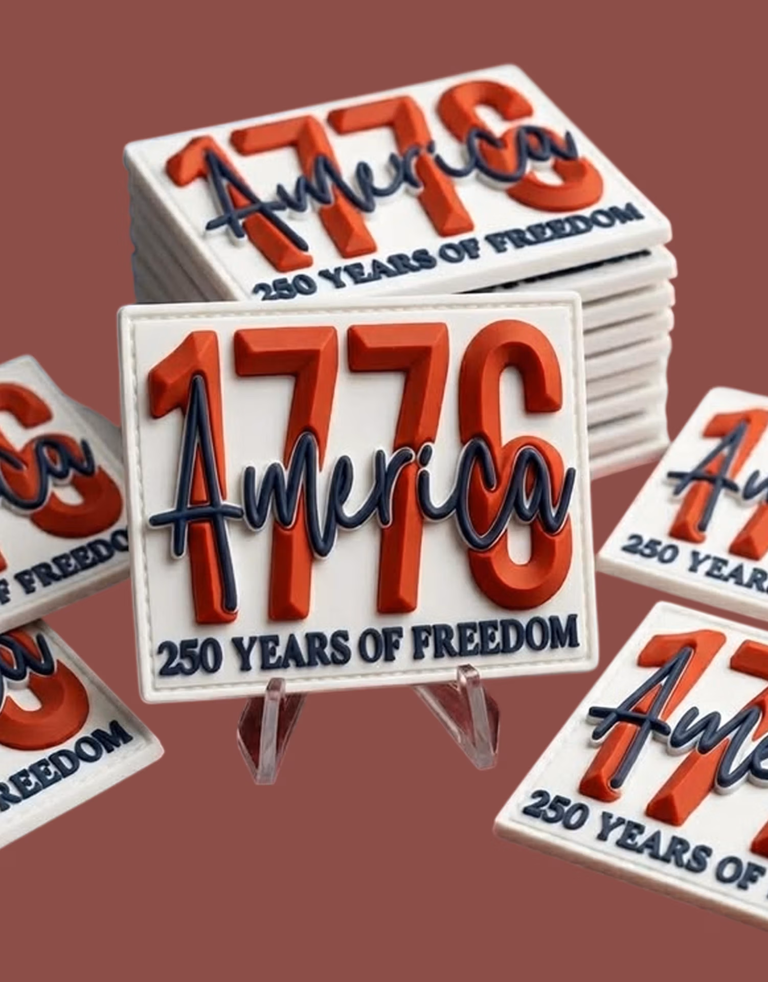 Custom US 1776 America Memorial Day PVC patch for uniforms, caps, bags, and apparel.